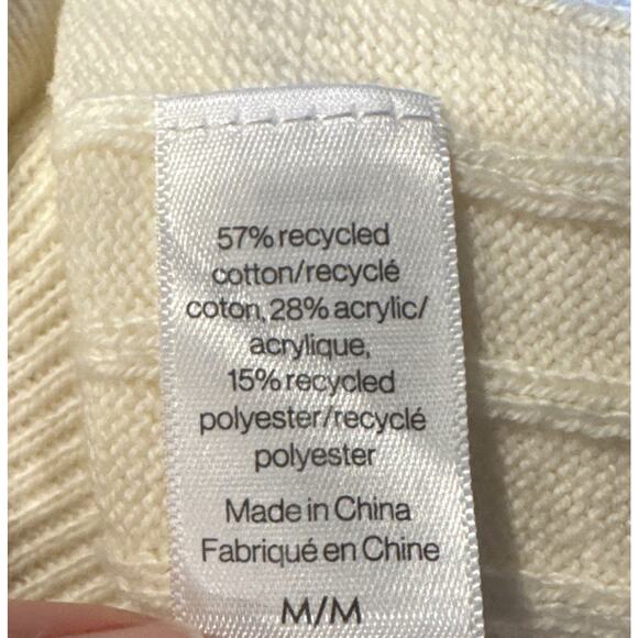 Eberjey Recycled Sweater Crop Top Short Set Size Medium Wide Rib Ivory Lounge - Picture 7 of 9